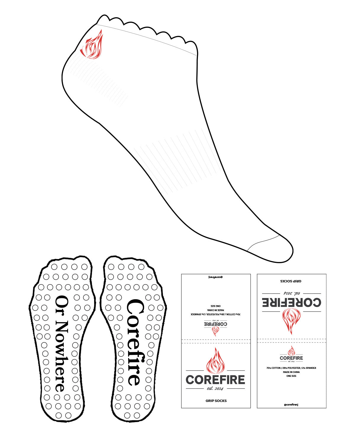 The Ankle Sock - White - Corefire - Ankle Logo - Red - Circle Shape Grip - Red
