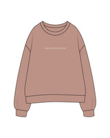 The Womens Crewneck - Clay - Collective Studios - Center Chest - Text - White