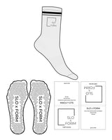 The Crew Sock - Heather - Slo x Form - Side & Thin Stripe - Transparent Triangle Grip - Black