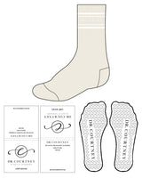 The Crew Sock - Tan - Dr.Courtney - Top Dual Border & White Heart Grip - White