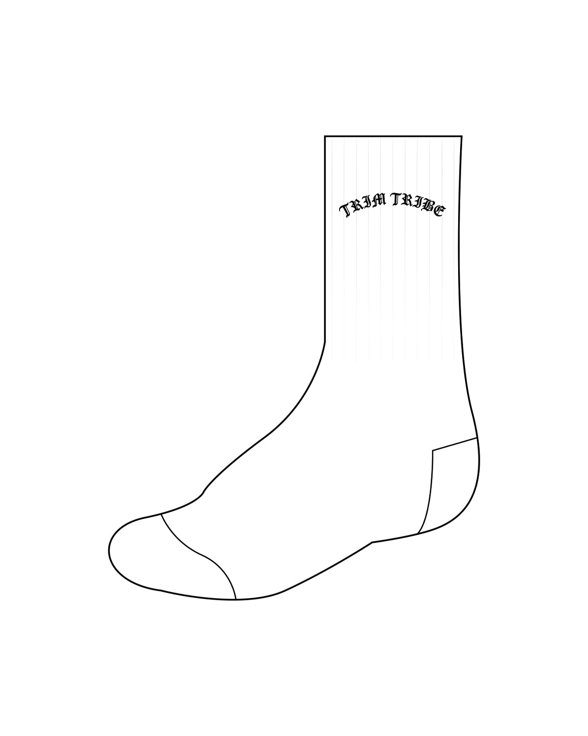 The Crew Sock - White - Trim Fitness - Center - Black