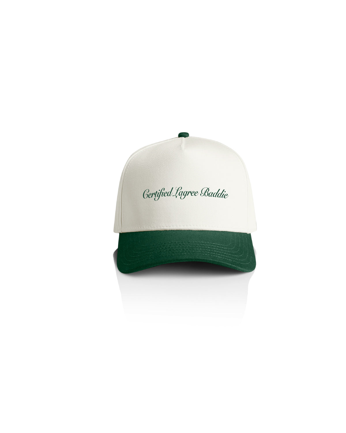 The 5 Panel Canvas Cap - Natural / Forest - The Booty Shop - Front Center & Left Bottom Corner - Green