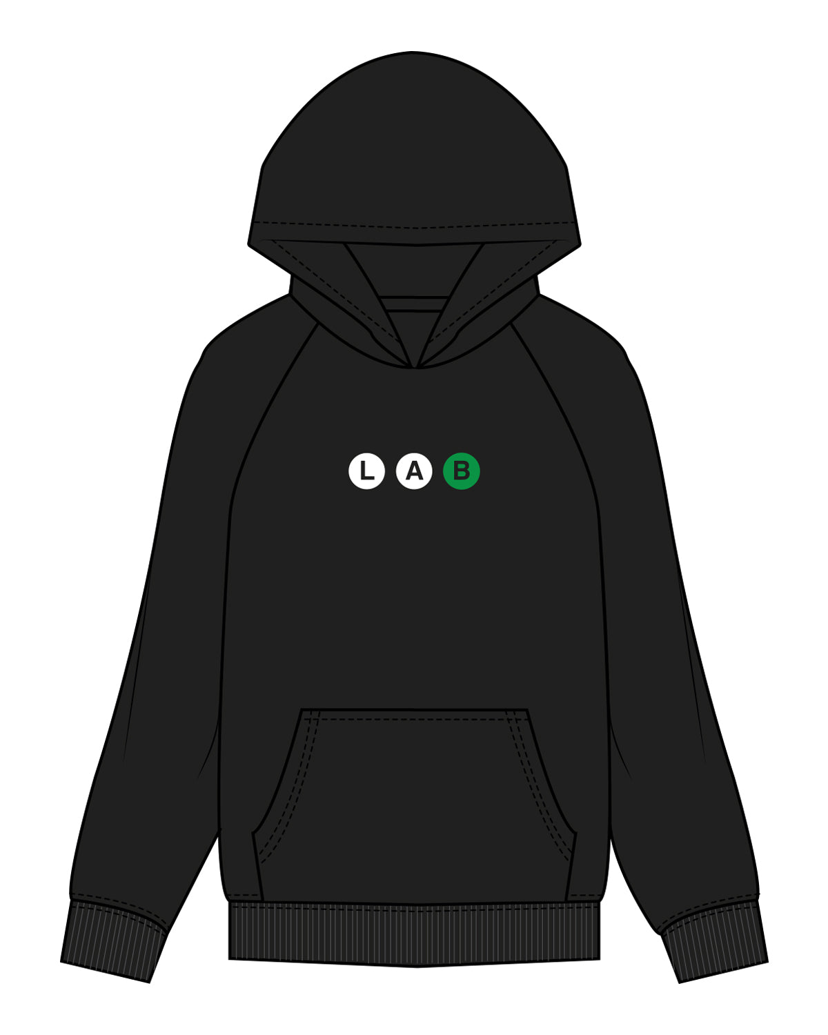 The Womens Hoodie - Black - Lab - Center Chest - Full Color