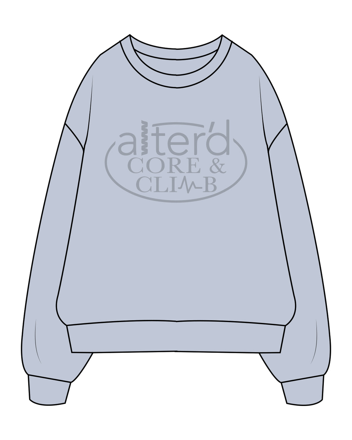 The Mens Crewneck - Powder - Alterd - Center Chest Stacked - Tone on Tone