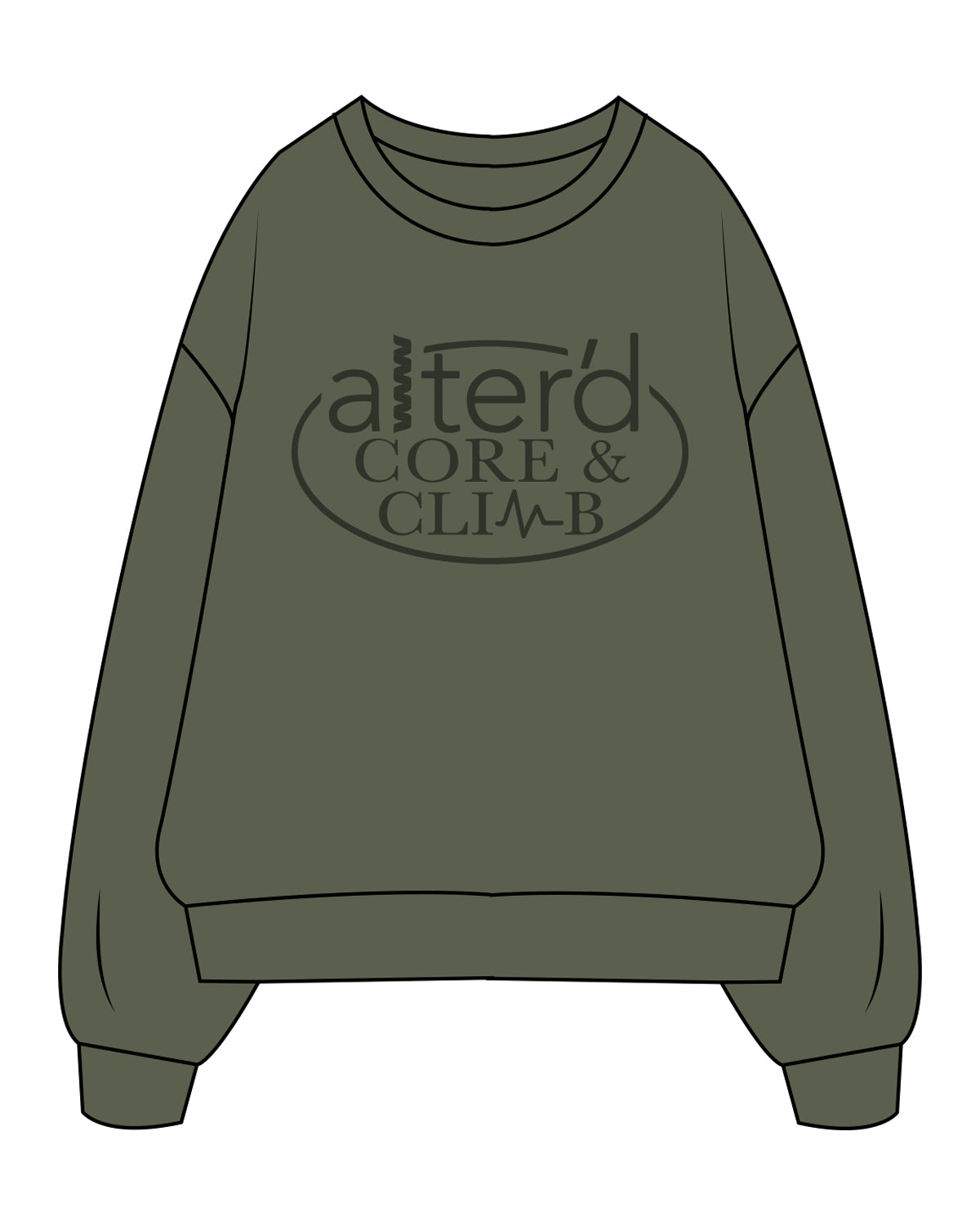 The Mens Crewneck - Cypress - Alterd - Center Chest Stacked - Tone on Tone