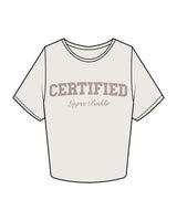 The Crop Tee - Bone - The Booty Shop - Center Chest Stacked & Back Center Neckline - Tone on Tone