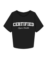 The Crop Tee - Black - The Booty Shop - Center Chest Stacked & Back Center Neckline - White