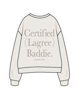 The Mens Crewneck - Bone - The Booty Shop - Left Chest & Back Stacked - Tone on Tone