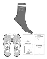 The Crew Sock - Charcoal - Slo x Form - Side & Thin Stripe - Transparent Triangle Grip - White