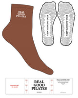 The 1/2 Crew Sock - M214 - Real Good Pilates - Top Logo - White - Triangle Shape Grip - Transparent