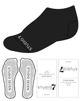 The Ankle Sock - Black - STUDIO 7 - Bottom - Hexagon Grip - White