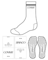 The Crew Sock - White - Commit Fitness - 2 Lines - Commit - Black - Black Grip