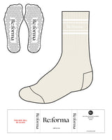 The Crew Sock - Tan - Re:forma - Top Dual Border - White Triangle Grip - White