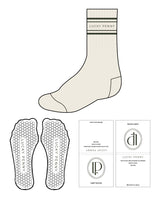 The Crew Sock - Cream - Lucky Penny - "4 Strips" - Top Logo - Green - Hexagon Shape Grip - Transparent