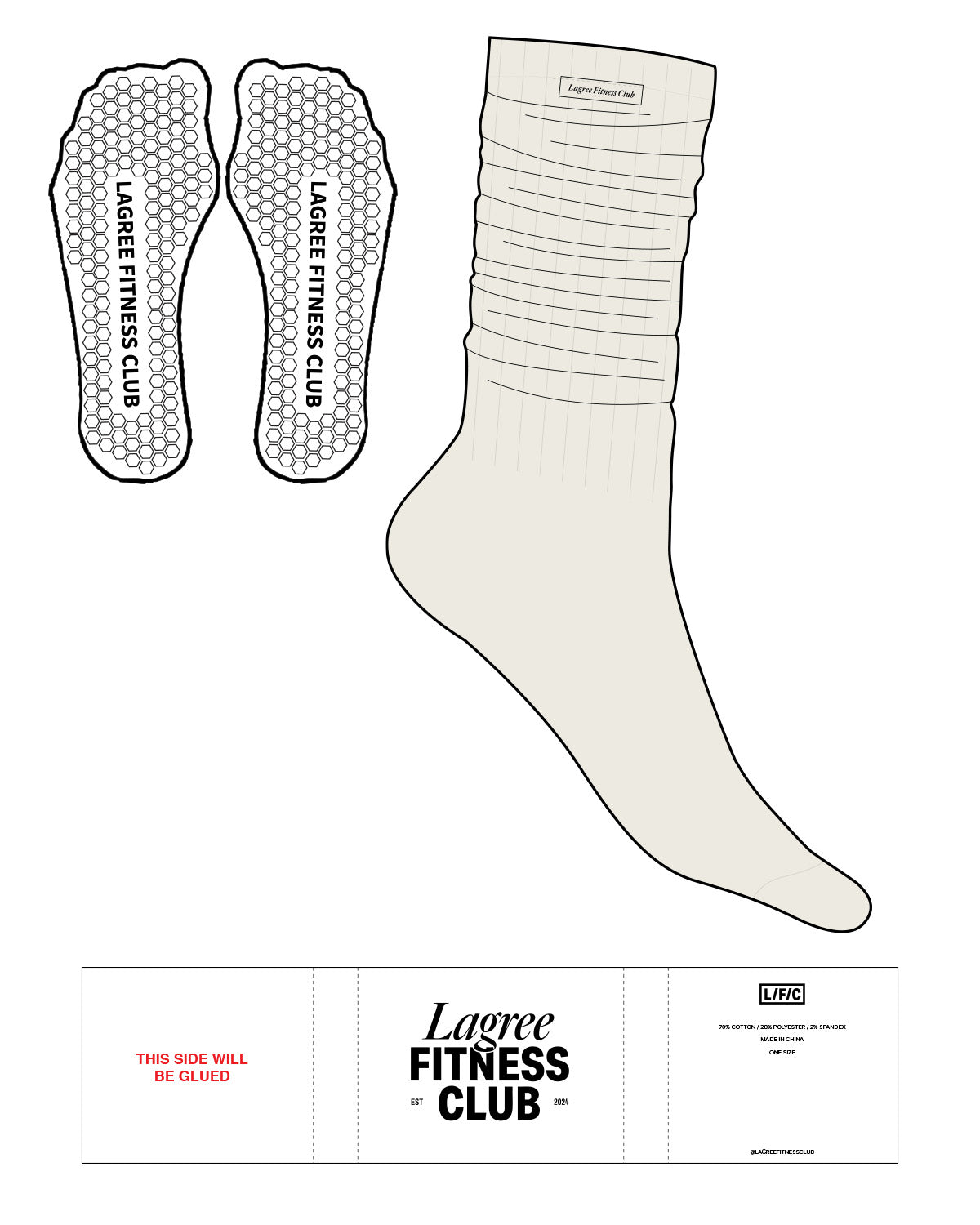 The Slouch Sock - Off White - LFC - Sew on Logos - Hexagon Shape Grip - Translucent
