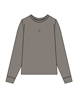 The Womens Heavyweight Long Sleeve - Washed Gray - Corefire - Center Chest & Back Center Stacked - Tone on Tone