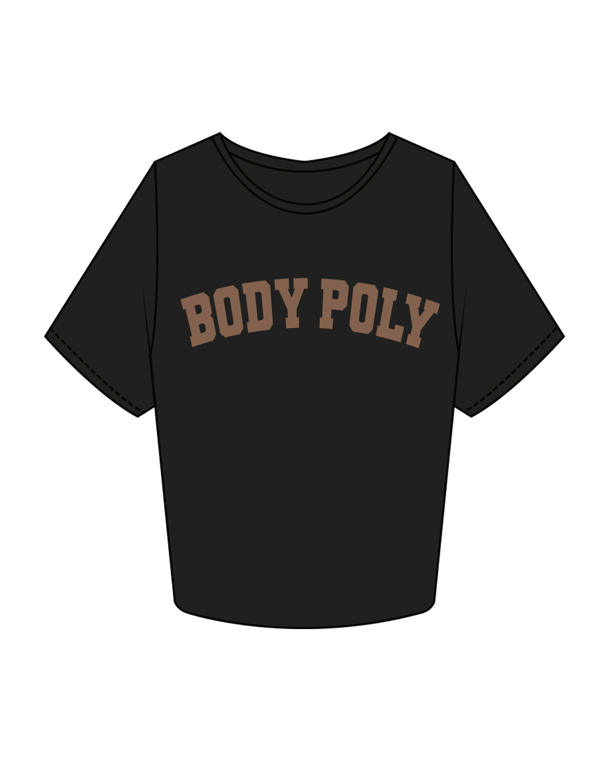 The Crop Tee - Black - Body Politik - Center Chest & Back Center Neckline - Kraft