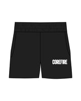 The Womens Sweat Shorts - Black - Corefire - Left Leg Pocket - Embroidered White