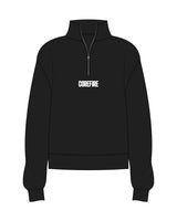 The Womens 1/4 Zip - Black - Corefire - Center Chest - Embroidered White