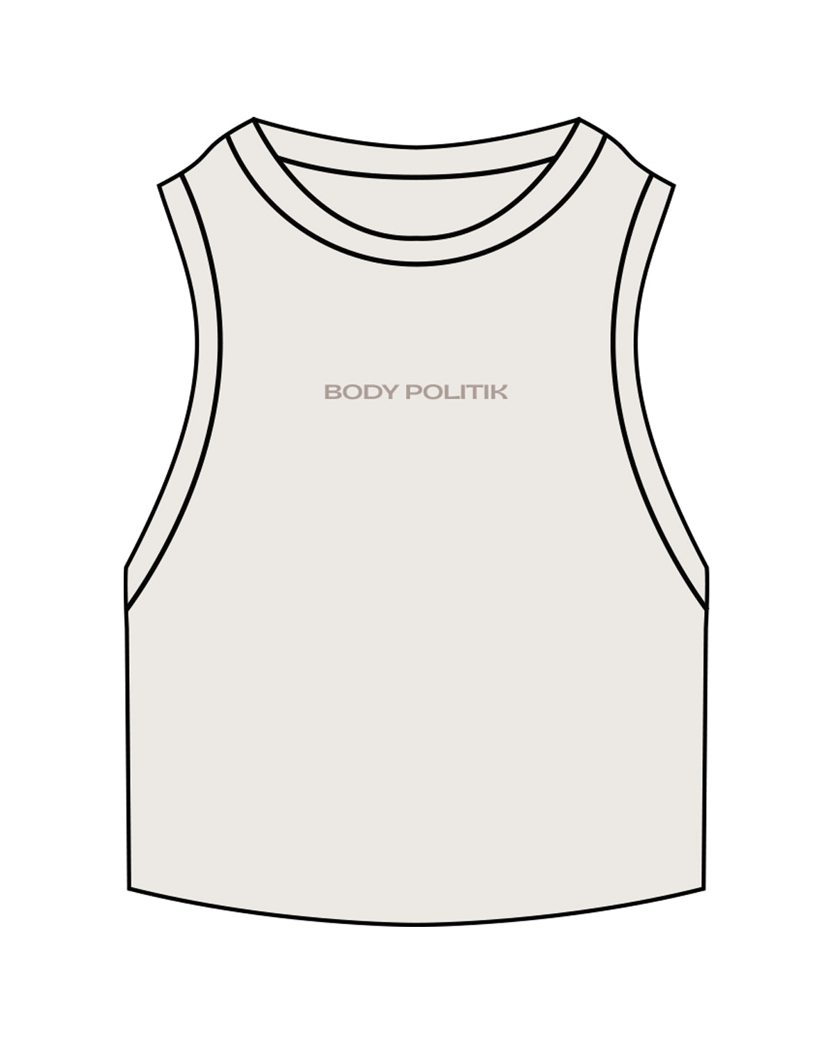 The Ribbed Crop Tank - Bone - Body Politik - Center Chest - Embroidered Tone on Tone
