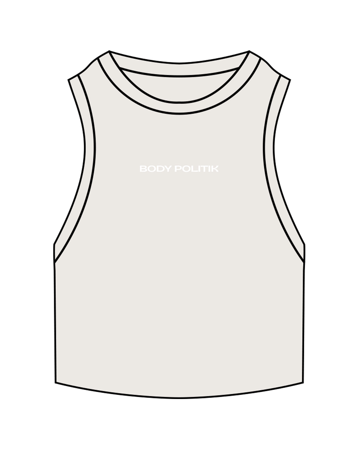 The Ribbed Crop Tank - Bone - Body Politik - Center Chest - Embroidered White