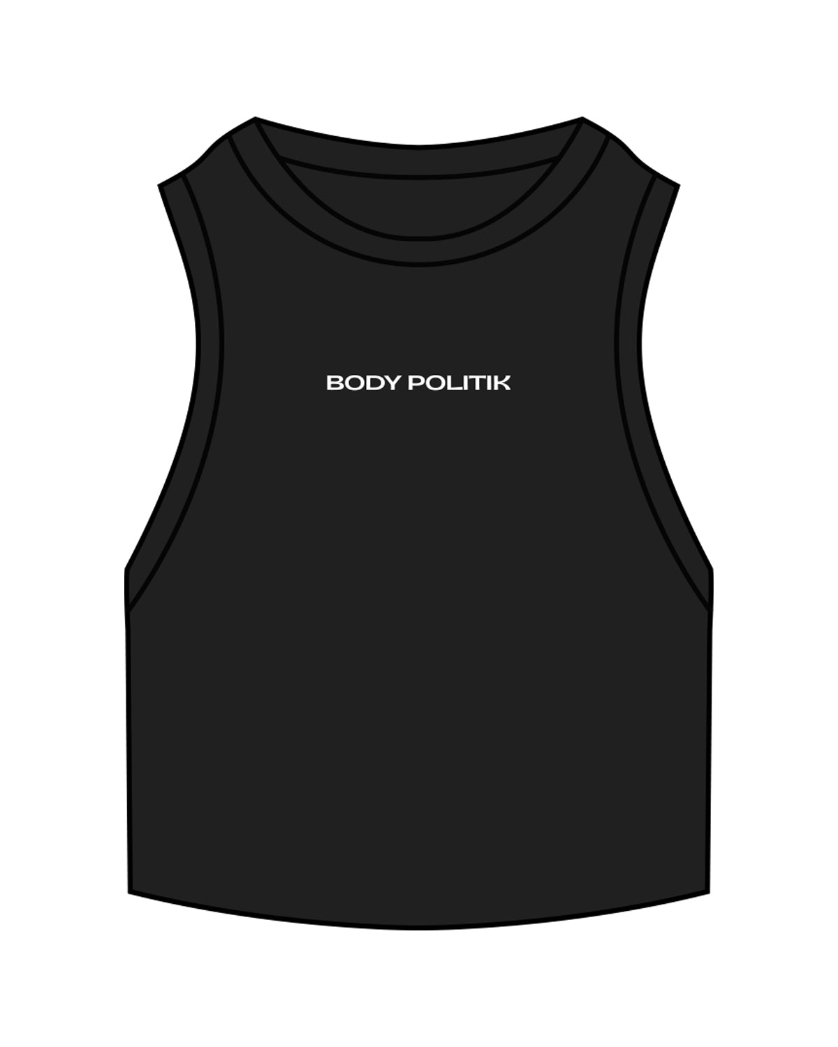 The Ribbed Crop Tank - Black - Body Politik - Center Chest  - Embroidered White