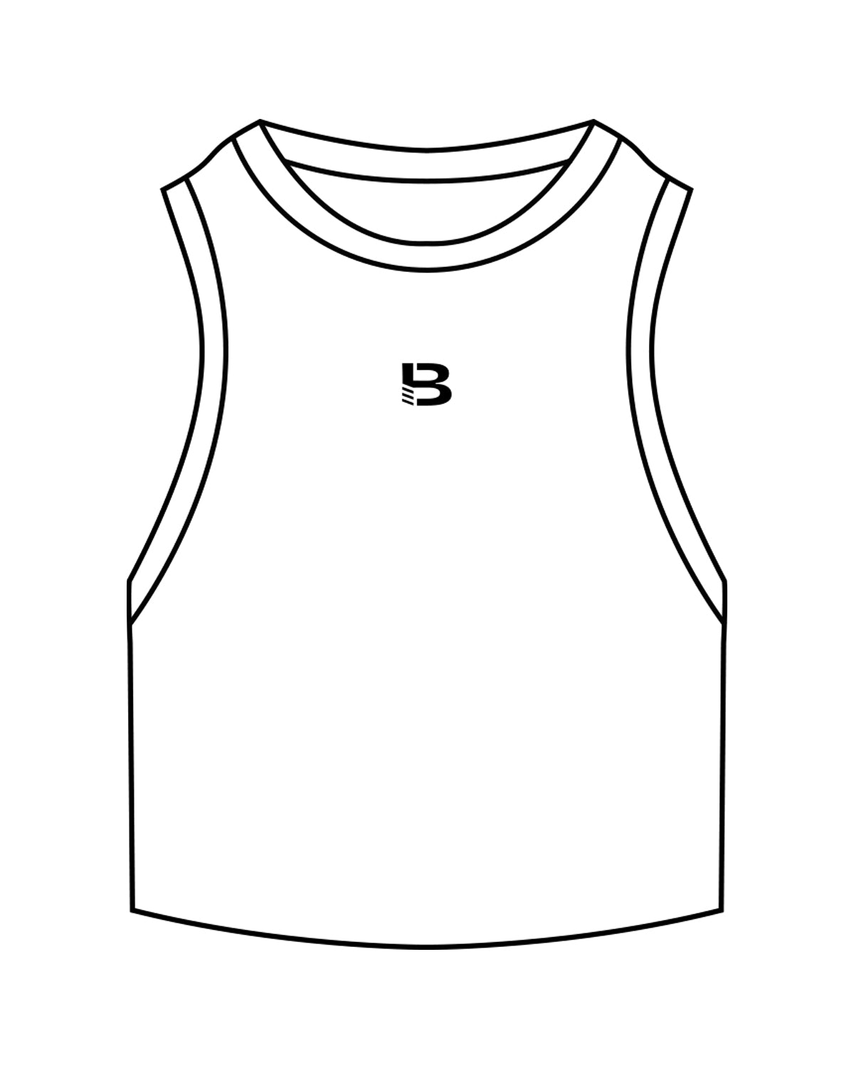 The Ribbed Crop Tank - White - Body Politik - Center Chest "B" - Embroidered Black