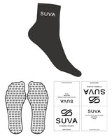 The 1/2 Crew Sock - Pantone Black 7 C - SUVA - Top Logo - White - Icon Shape Grip - White