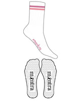 The Crew Sock - White - Mantra - Bottom & Ankle Border - Transparent Heart Grip - Embroidered - Full Color