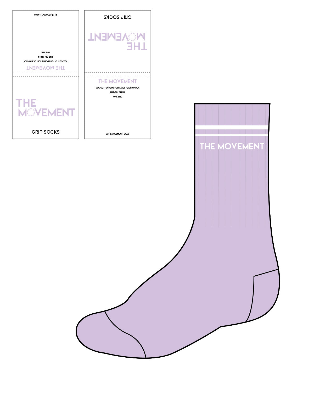 The Crew Sock - Lavender - The Mvmt by Amanda - 2 Lines - Center Text - White