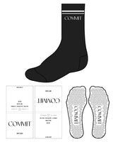 The Crew Sock - Black- Commit Fitness - 2 Lines - Commit - White - White Grip