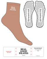 The 1/2 Crew Sock - Terracotta L285 - Real Good Pilates - Top Logo - White - Triangle Shape Grip - Transparent