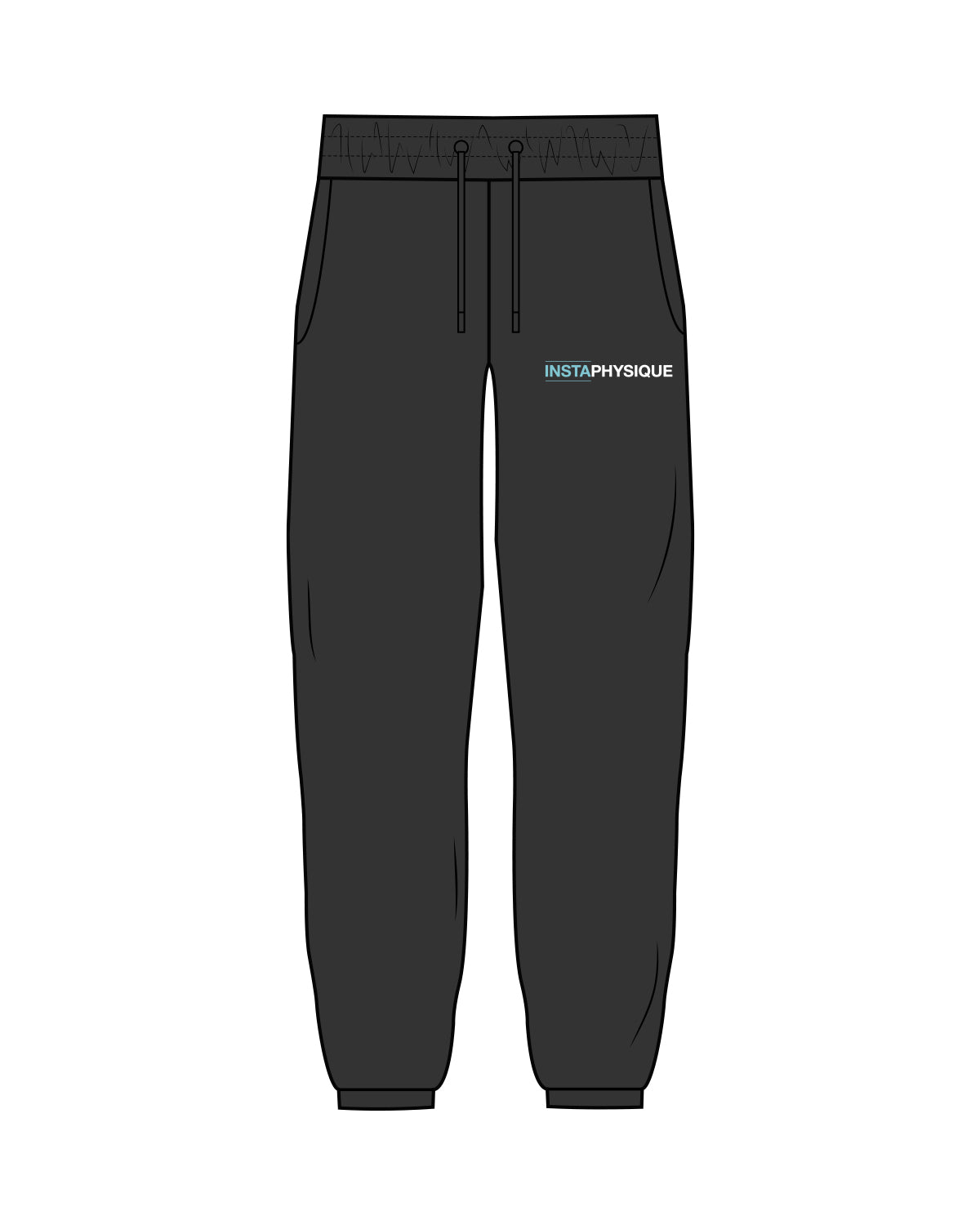 The Womens Classic Sweatpants - Washed Black - Instaphysiques - Left Leg Pocket - Full Color
