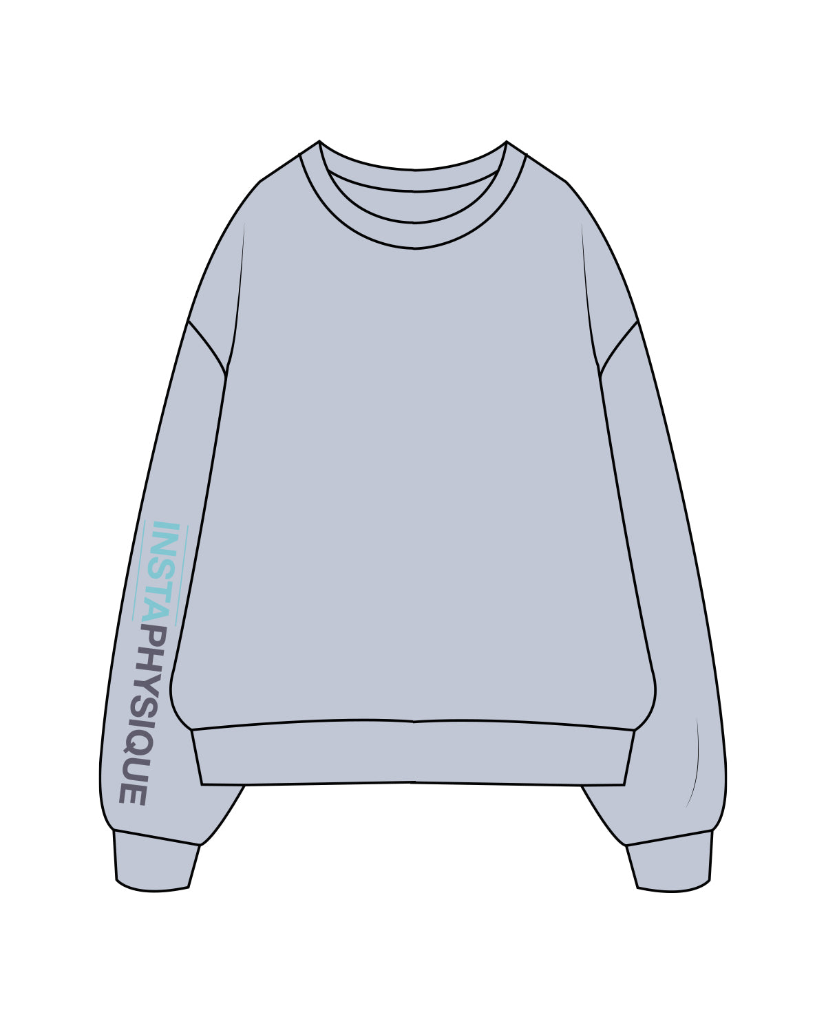 The Womens Crewneck - Powder - Instaphysiques - Right Sleeve - Full Color