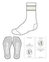 The Crew Sock - White - Lucky Penny - "4 Strips" - Top Logo - Green - Hexagon Shape Grip - Transparent