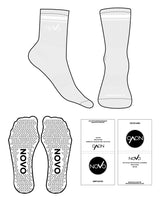 The 3/4 Crew Sock - Heather - Studio Novo - 2 Strips - Top "NOVO" & Front Logo - White - Triangle Shape Grip - Transparent