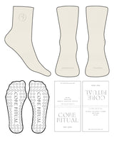 The 3/4 Crew Sock - Off White - Core Ritual - Toe & Ankle Icon (Embroidered) - Transparent Circle Grip - Tan