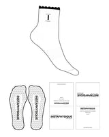 The 1/2 Crew Sock - White - Instaphysiques - Top Logo - Black - Heart Shape Grip - Black