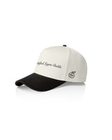 The 5 Panel Canvas Cap - Natural / Black - The Booty Shop - Front Center & Left Bottom Corner - Black