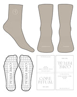 The 3/4 Crew Sock - Tan - Core Ritual - Toe & Ankle Icon (Embroidered) - Transparent Circle Grip - Off White