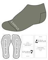 The Ankle Sock - Sage Green - STUDIO 7 - Bottom - Hexagon Grip - White
