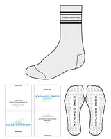 The Crew Sock - Heather - Core Complex- 4 Lines - Center Text - Black - Circle Shape - Black Grip
