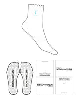 The 1/2 Crew Sock - White - Instaphysiques - Top Logo - Teal - Heart Shape Grip - Teal