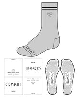The Crew Sock - Heather - Commit Fitness - 2 Lines - Icon - Black - White Grip
