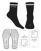 The 3/4 Crew Sock - Black - Slo x Form - Front & Side with Thin Stripe - White Triangle Grip - White