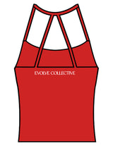 The Womens Sporty Tank - Red - Evolve Collective - Center Back - Printed - White