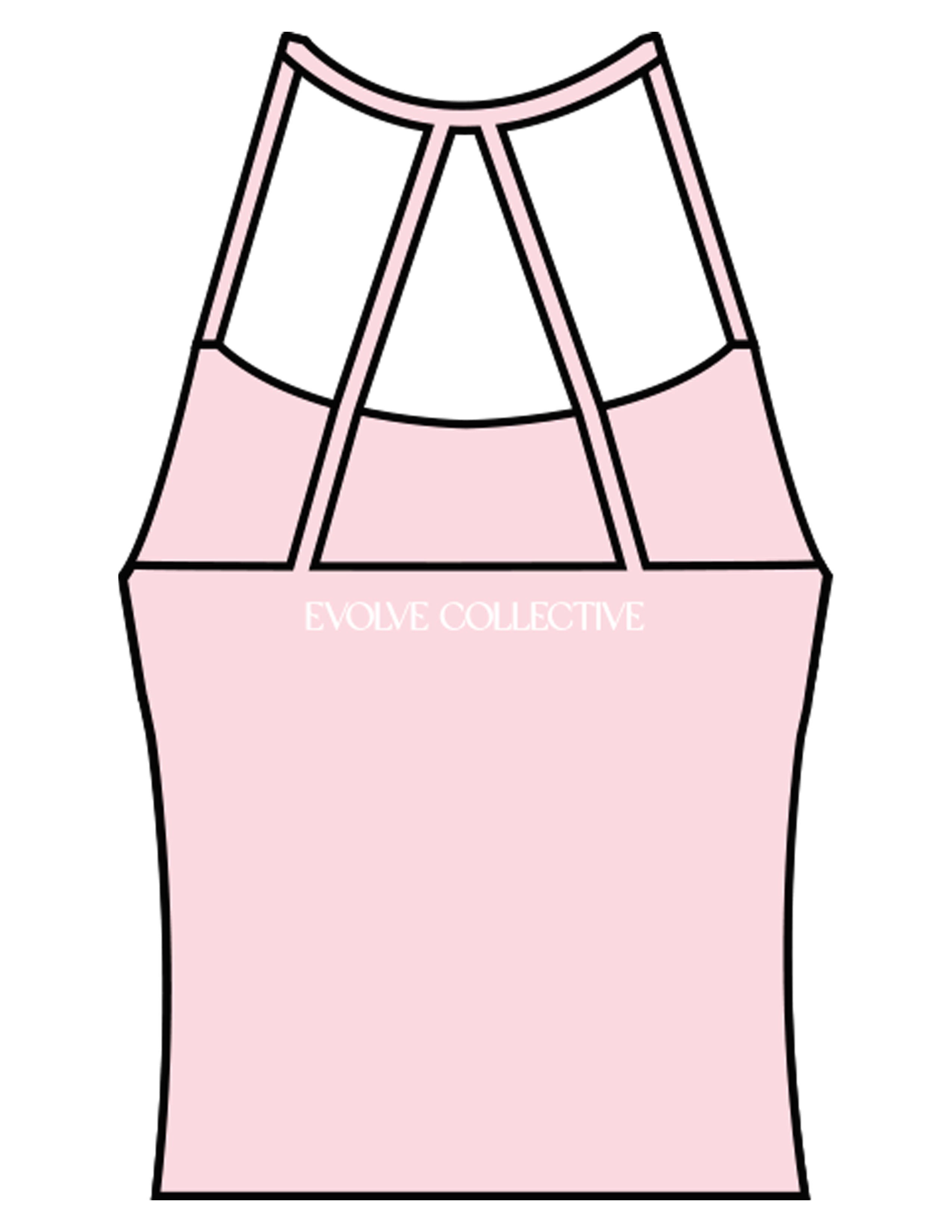 The Womens Sporty Tank - Pink - Evolve Collective - Center Back - Printed - White