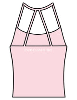 The Womens Sporty Tank - Pink - Evolve Collective - Center Back - Printed - White