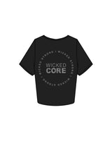 The Crop Tee - Black - Wicked Core - Left Chest Main Logo / Back Wicked Strong Circle - Gray