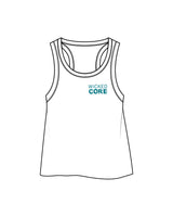The Crop Tank - White - Wicked Core - Main Logo Left Chest / Embrace The Shake Logo Back - Teal